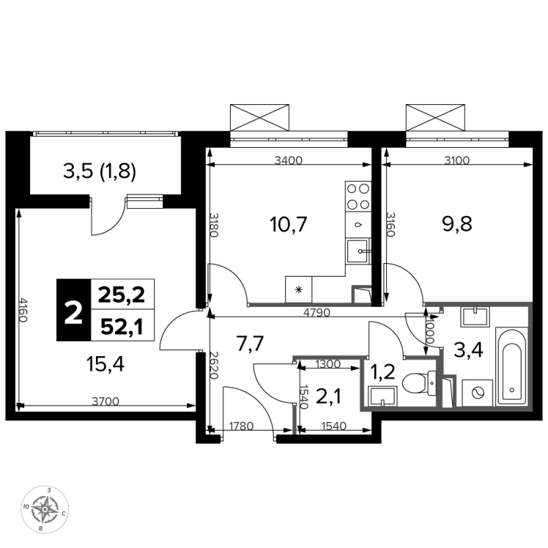 2 ккв 53 м²