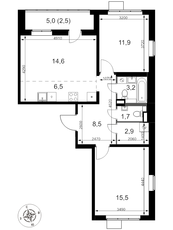 3 ккв (Евро) 67,3 м²