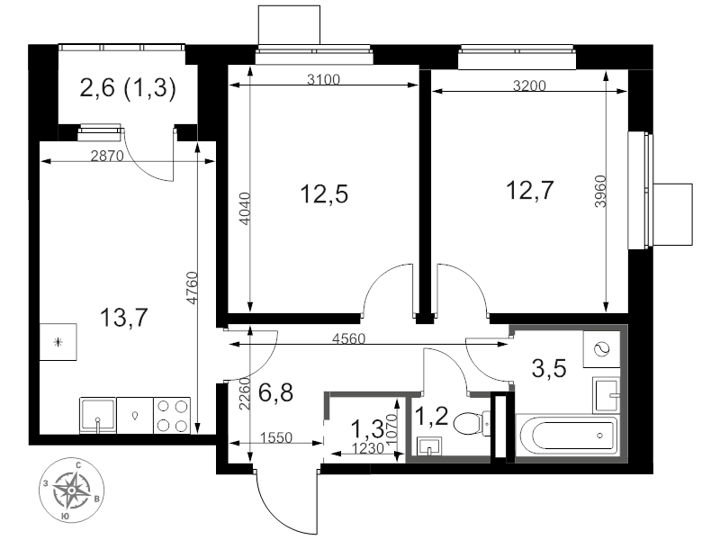 2 ккв 54 м²