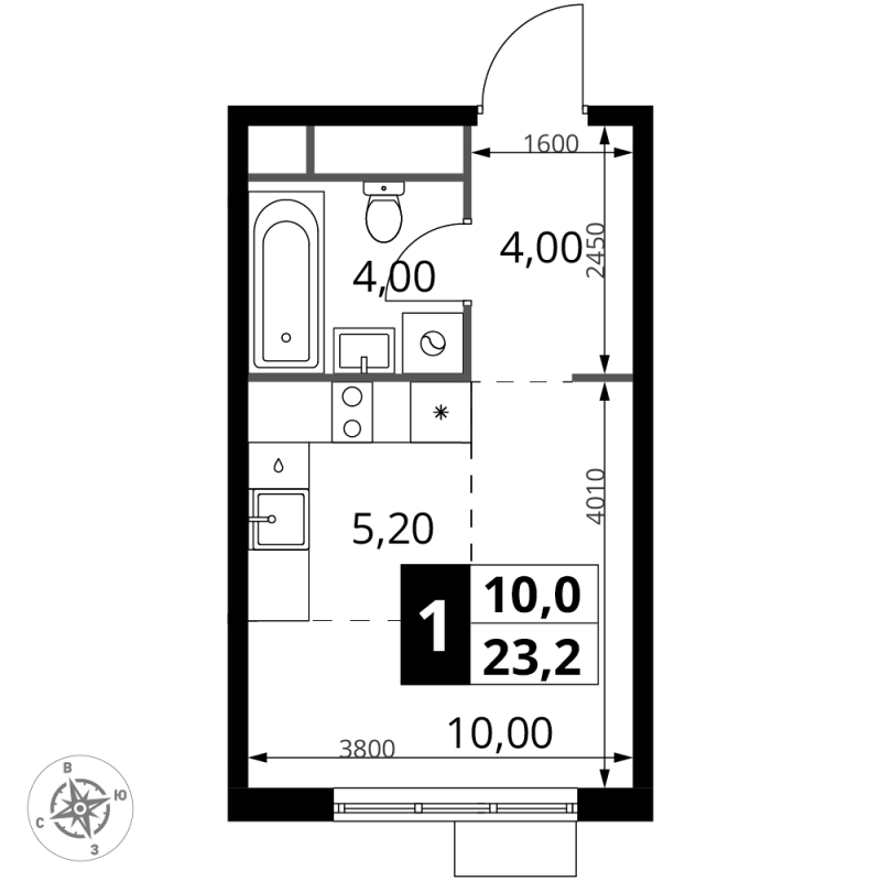 Студия 23,2 м²