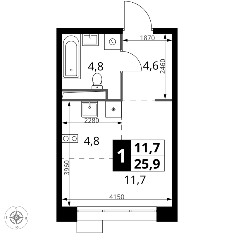 Студия 25,9 м²