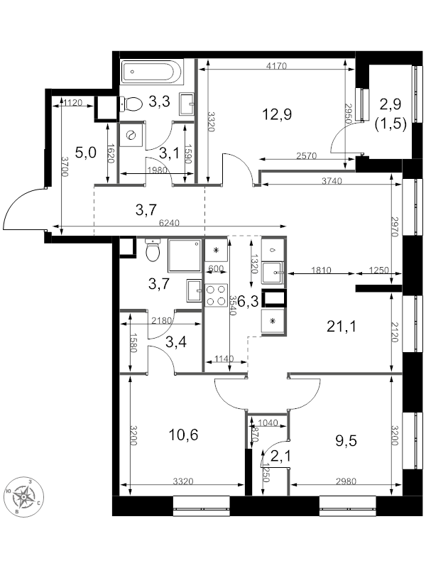 4 ккв (Евро) 86,2 м²
