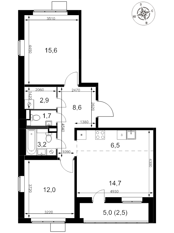 3 ккв (Евро) 67,7 м²