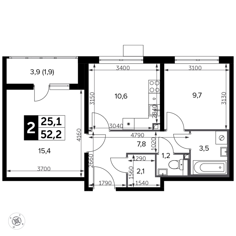 2 ккв 53,3 м²