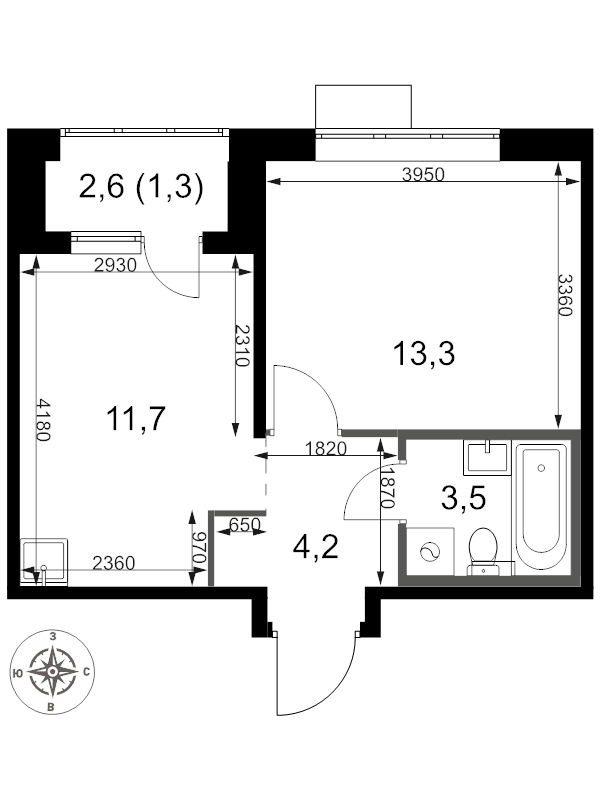 1 ккв 34 м²