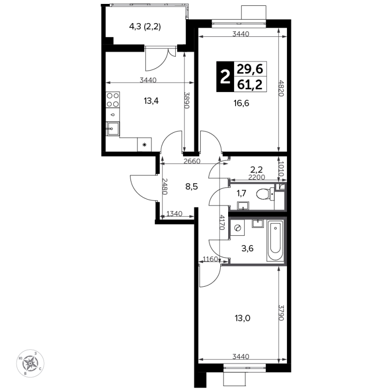 2 ккв 62,1 м²