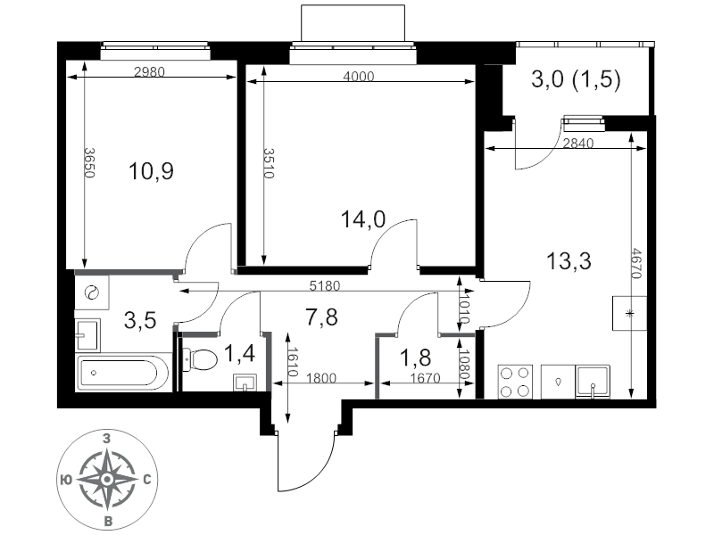 2 ккв 54,2 м²