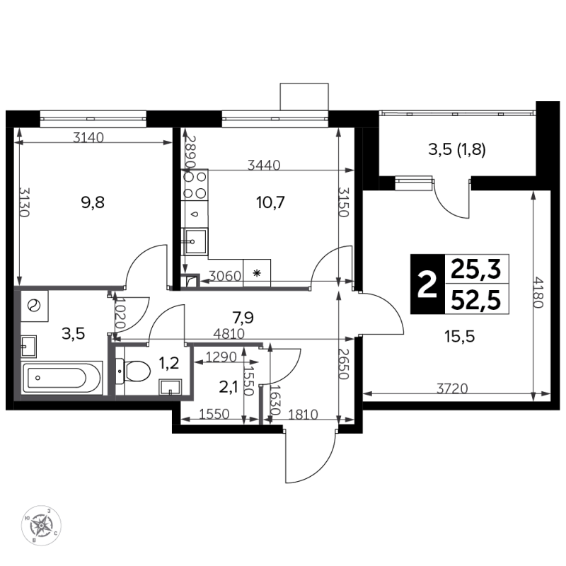 2 ккв 53,6 м²