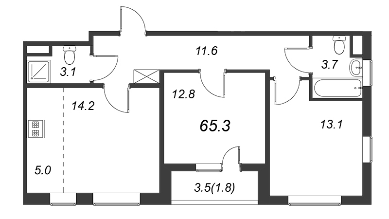 3 ккв (Евро) 64,6 м²