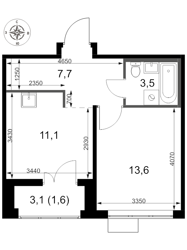 1 ккв 37,5 м²
