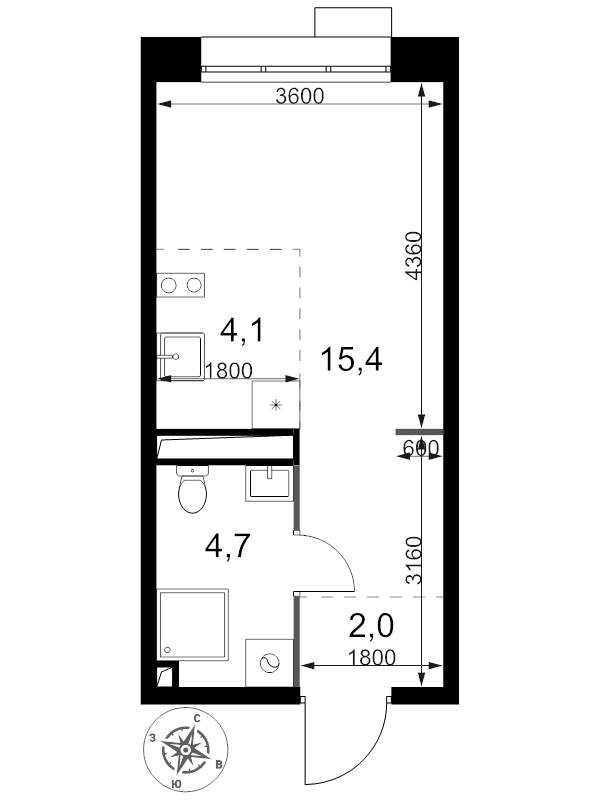 Студия 26,2 м²
