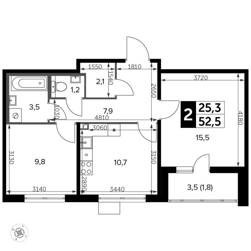 2 ккв 53,6 м²