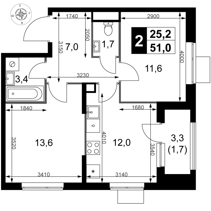 2 ккв 51 м²