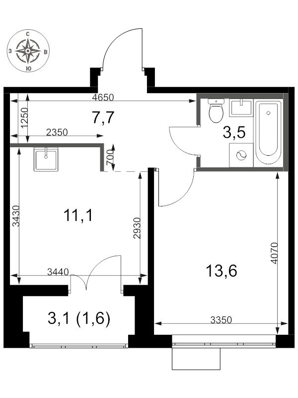 1 ккв 37,5 м²