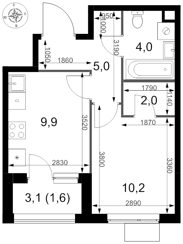 1 ккв 32,7 м²