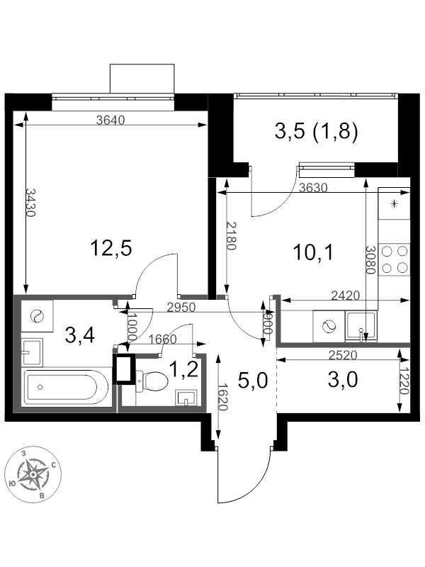 1 ккв 37 м²