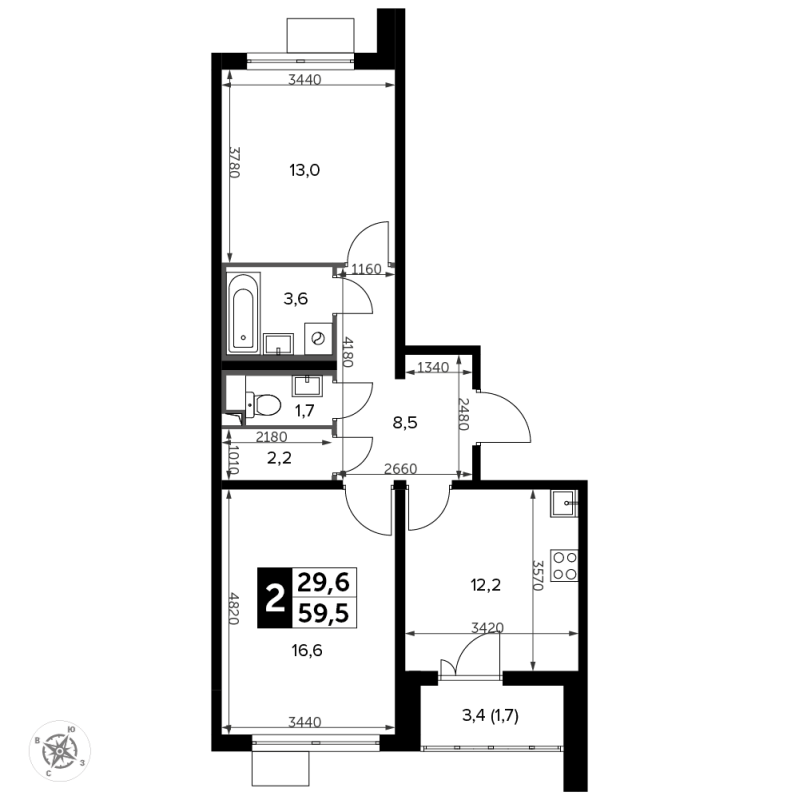 2 ккв 60,3 м²