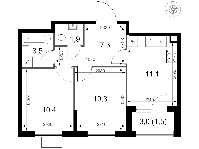 2 ккв 46 м²