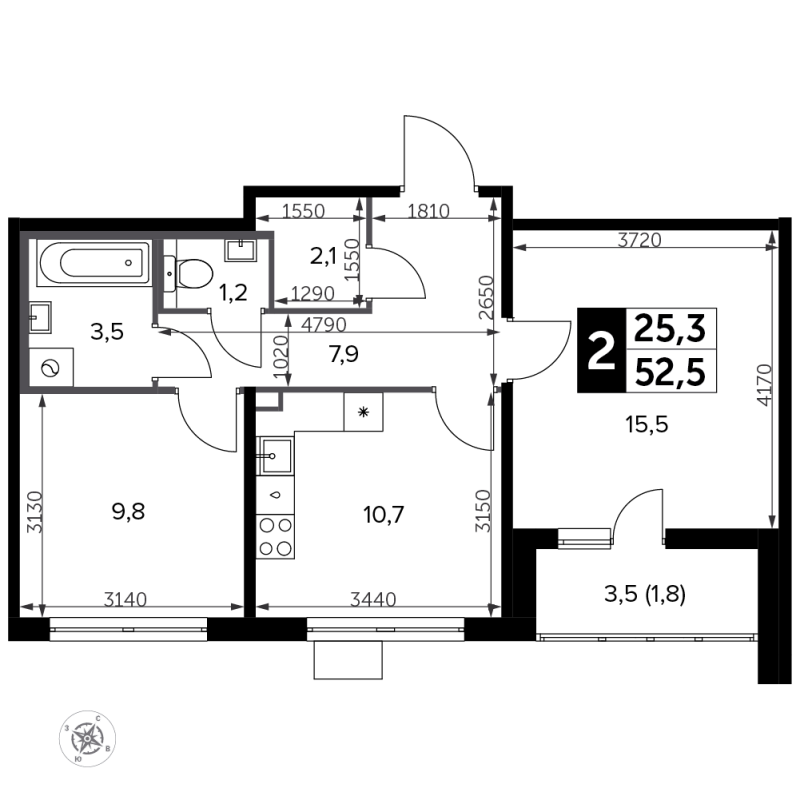 2 ккв 53,6 м²