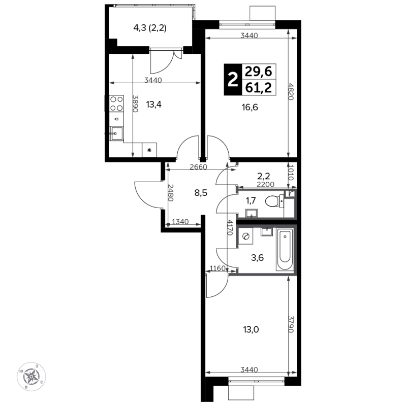 2 ккв 62,1 м²