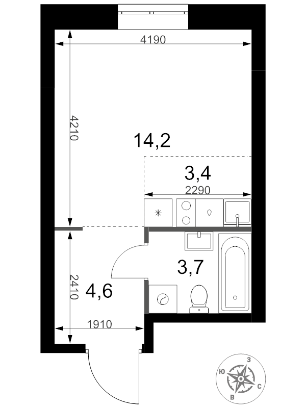 Студия 25,9 м²