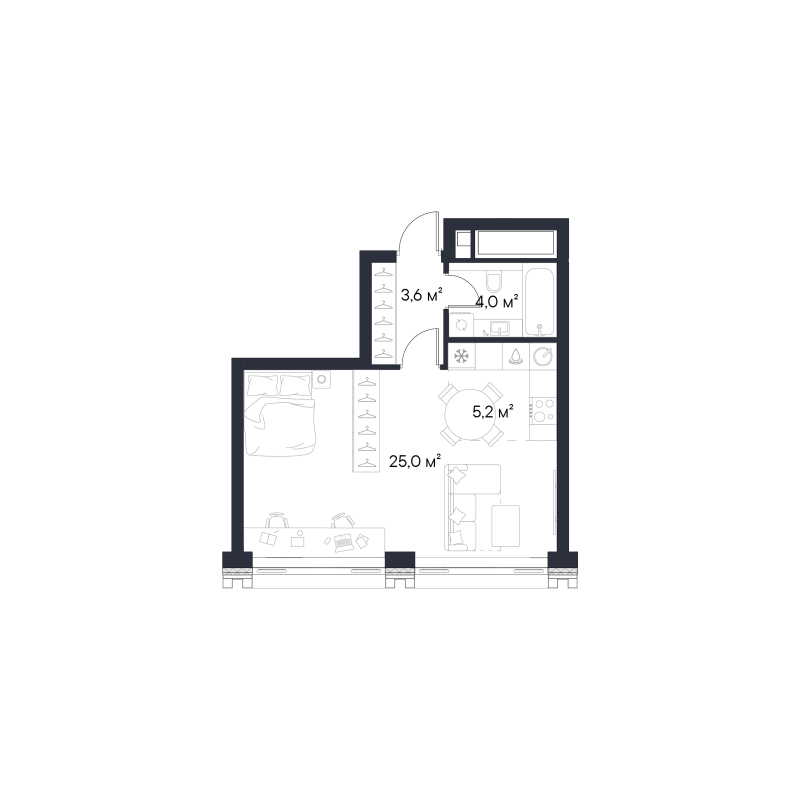 Студия 37,8 м²