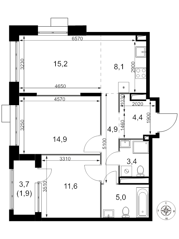 3 ккв (Евро) 69,4 м²