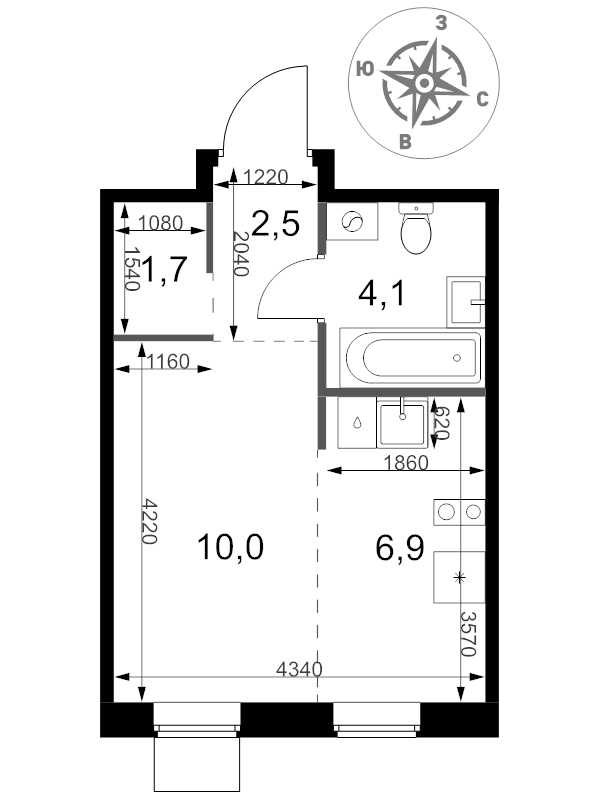 Студия 25,2 м²