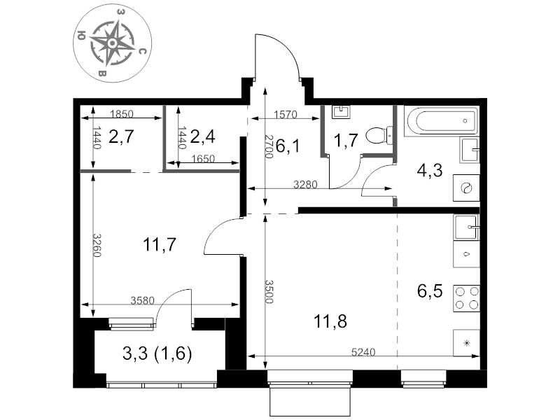 2 ккв (Евро) 48,8 м²