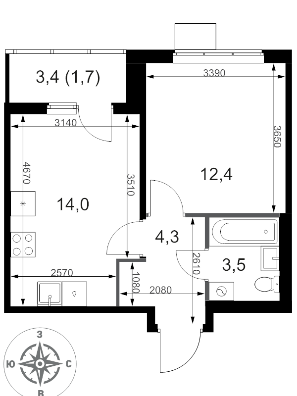 1 ккв 35,9 м²