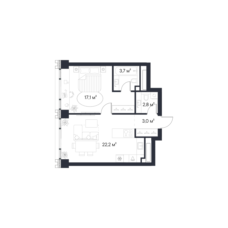 2 ккв (Евро) 48,8 м²