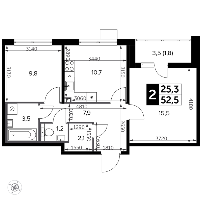 2 ккв 53,6 м²