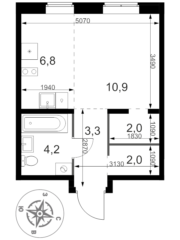 Студия 29,2 м²