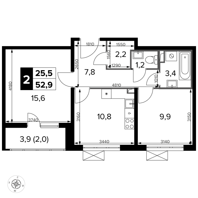 2 ккв 53,7 м²