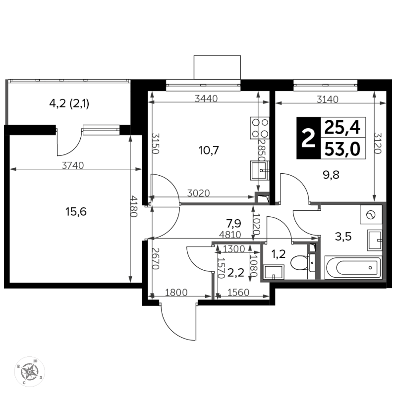 2 ккв 53,6 м²