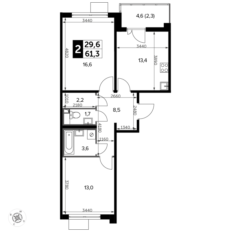 2 ккв 62,1 м²