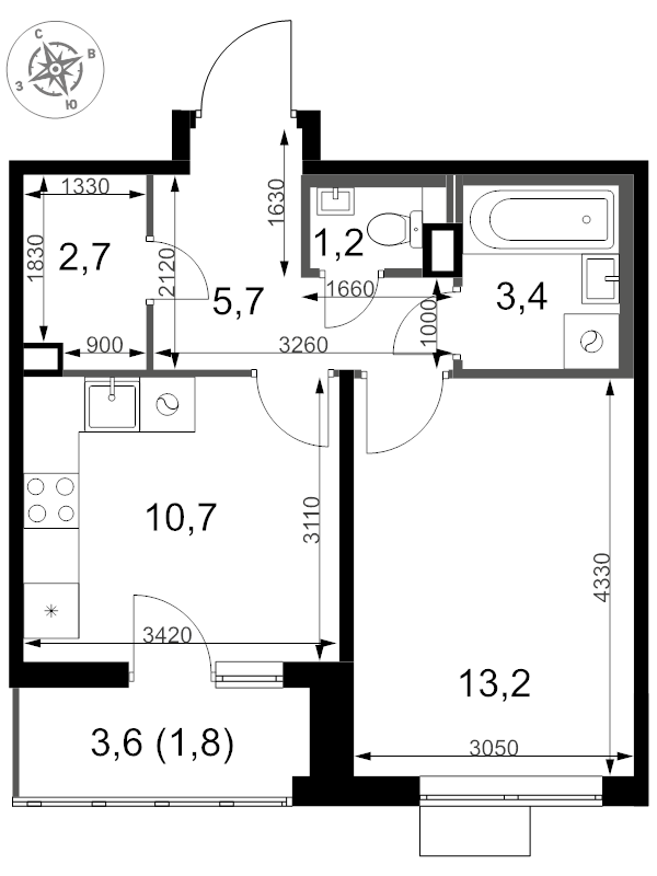 1 ккв 38,7 м²
