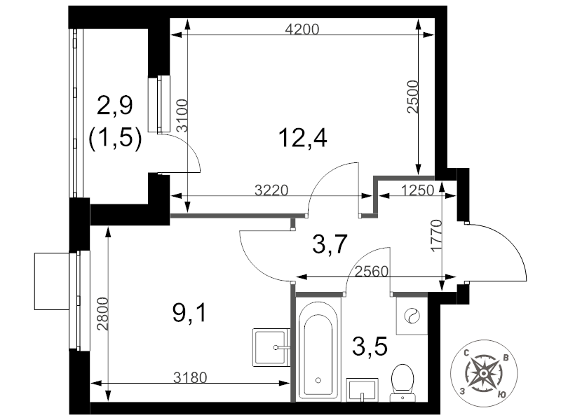 1 ккв 30,2 м²