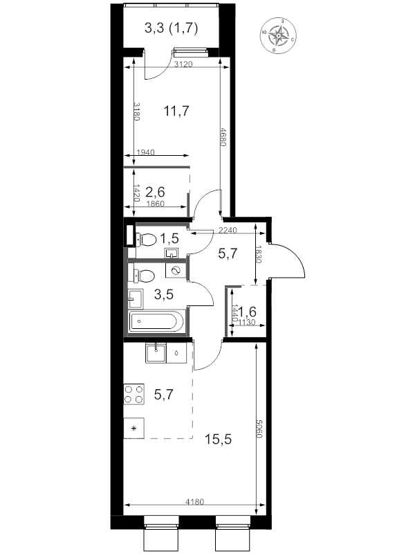 2 ккв (Евро) 50,3 м²