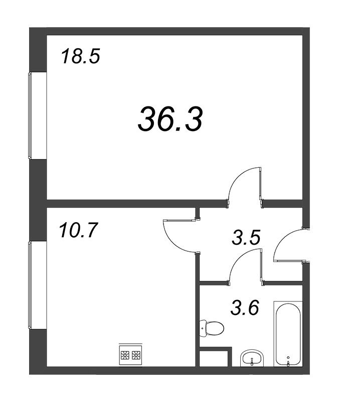 1 ккв 36,3 м²