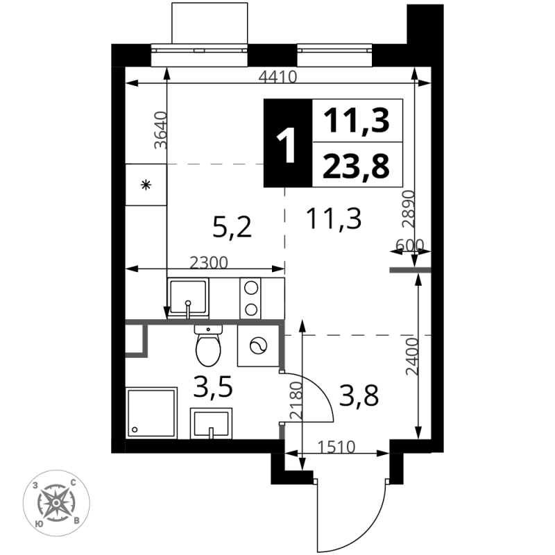 Студия 23,8 м²