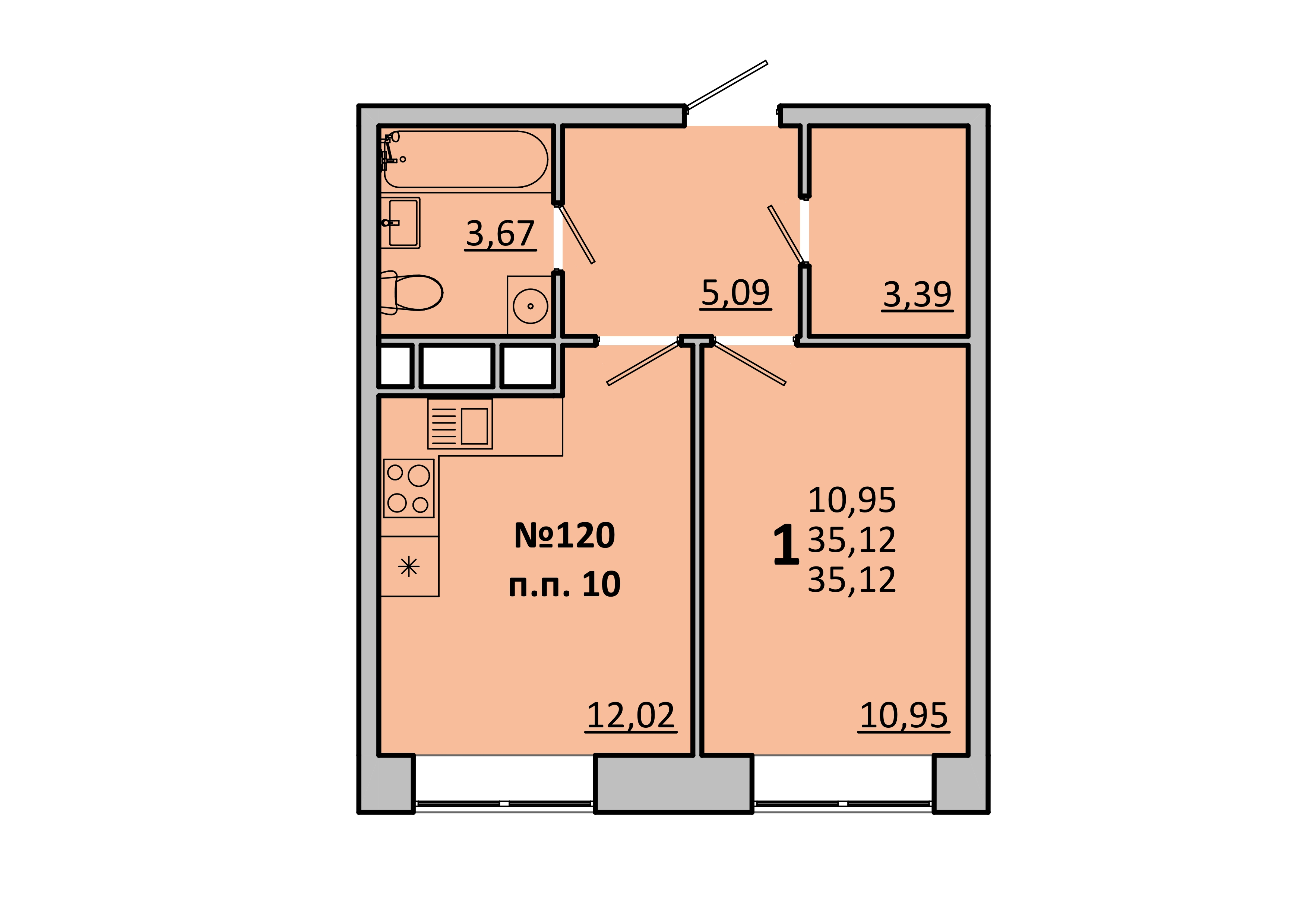 1 ккв 35,1 м²