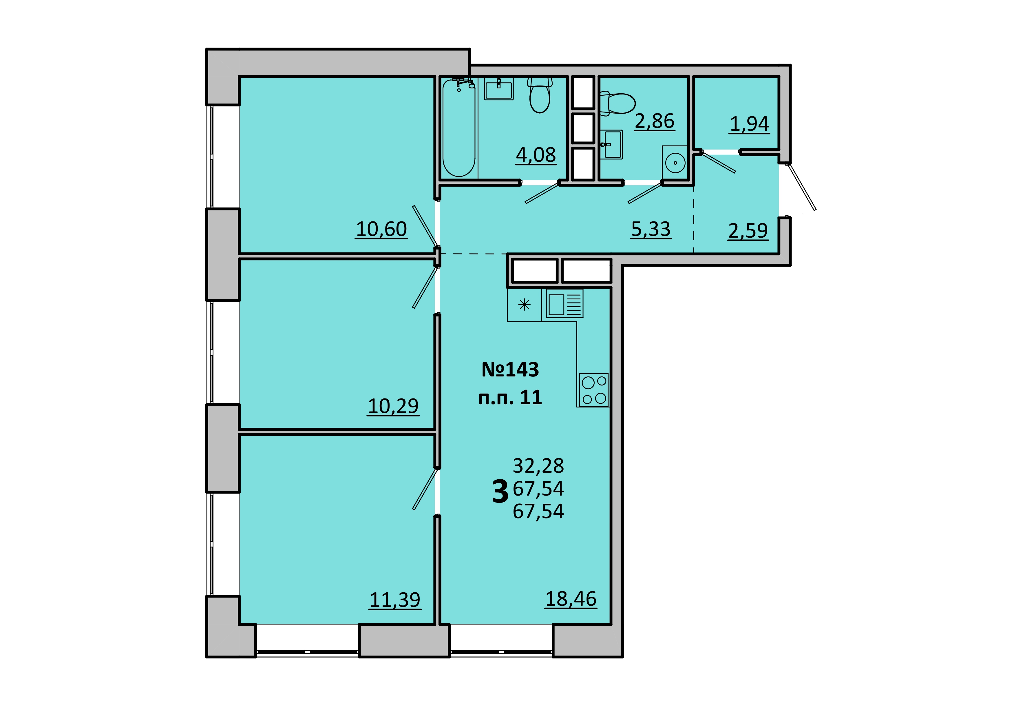 4 ккв (Евро) 67,5 м²