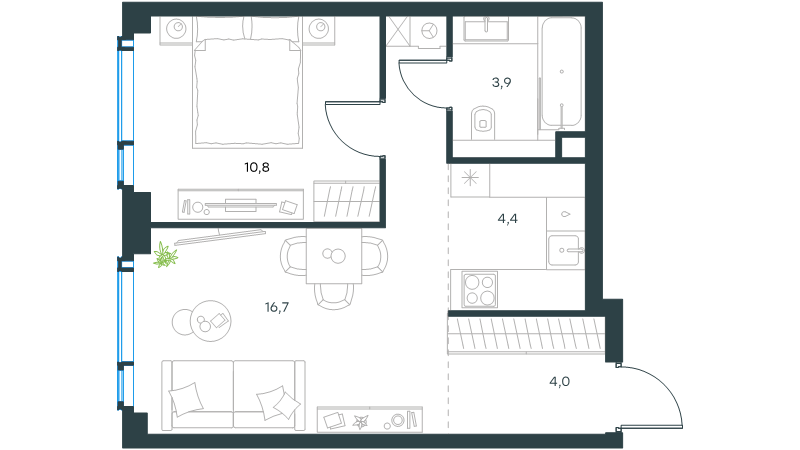 2 ккв (Евро) 40,1 м²