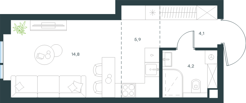 Студия 29 м²