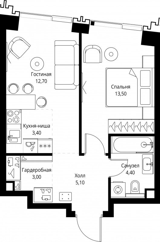 2 ккв (Евро) 41,7 м²