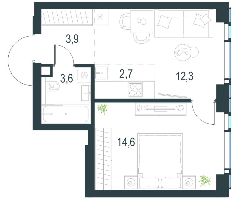 2 ккв (Евро) 37,3 м²