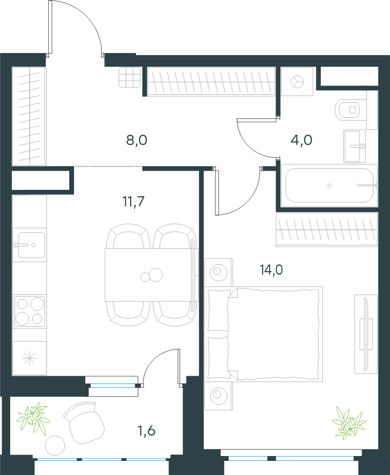 1 ккв 39,3 м²