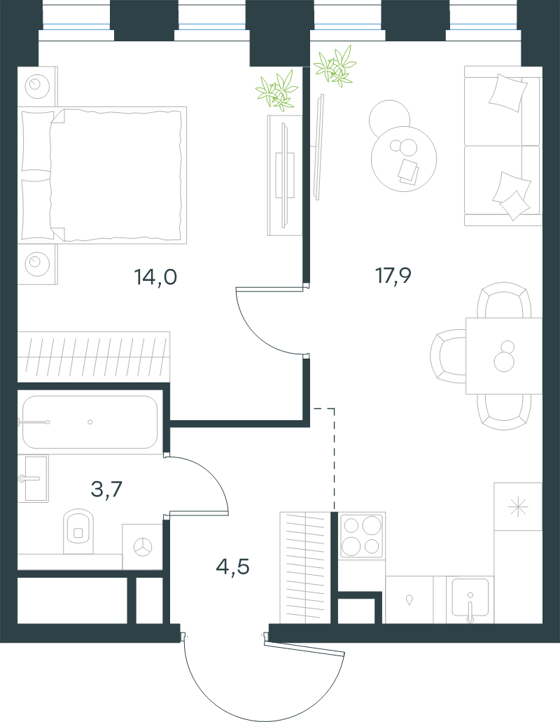 2 ккв (Евро) 40,1 м²