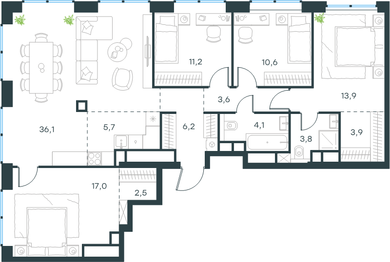 5 ккв (Евро) 118,6 м²